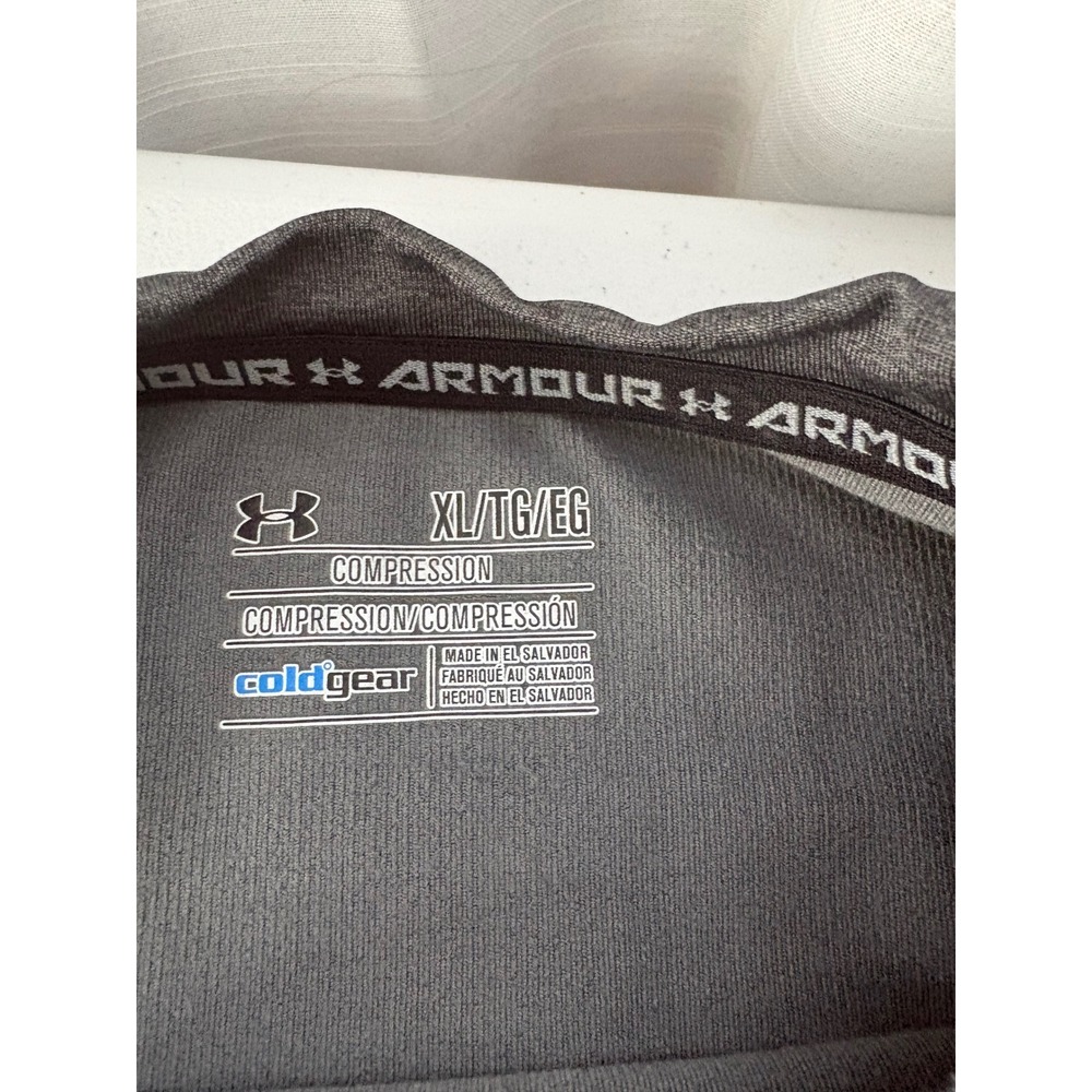 Under Armour ColdGear Compression Shirt Mens XL Gray Long Sleeve Mock Neck Top - Picture 3 of 5